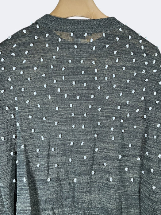 Knitted Green Sweater White Stones