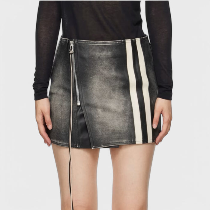 Rouge Black Stripe Leather Skirt