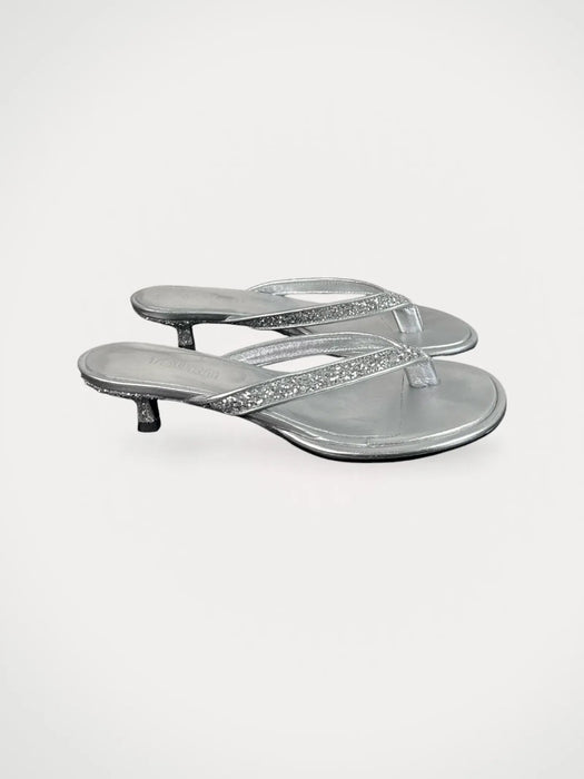 Flipflop kitten heel silver