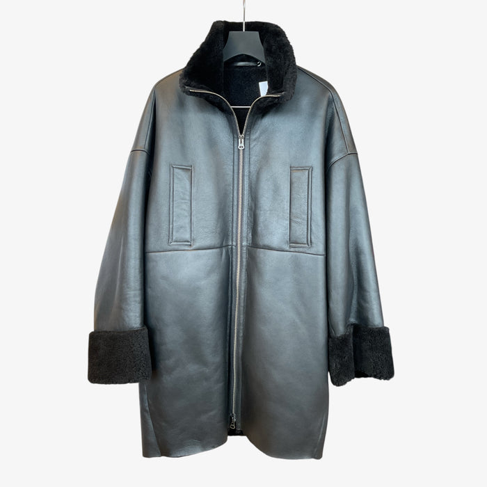 Short sherling coat black