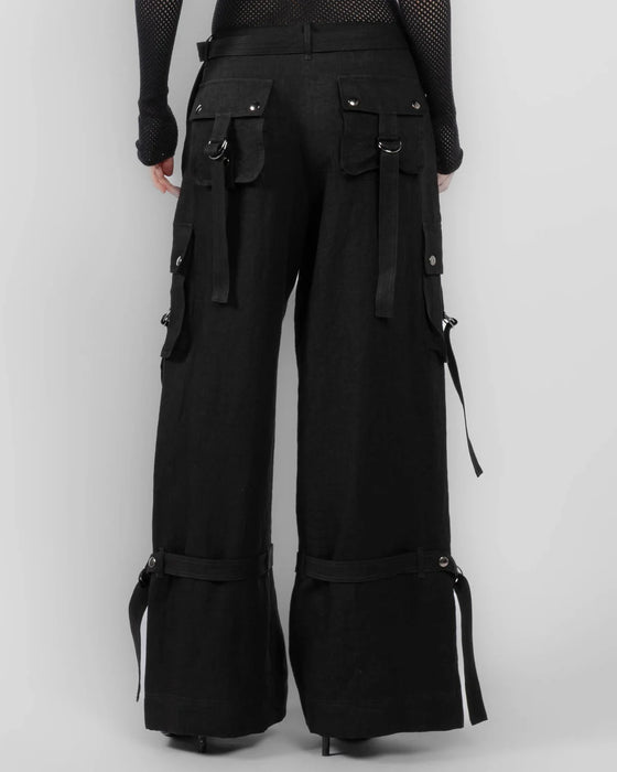 Gabardine rave trousers black