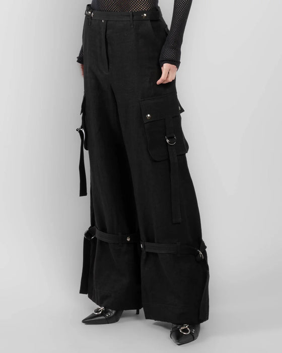 Gabardine rave trousers black