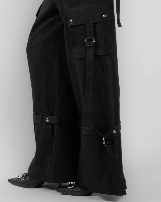 Gabardine rave trousers black