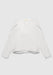 A white long-sleeve blouse with a relaxed fit, featuring a notch neckline and clean, minimal design, displayed against a plain background.