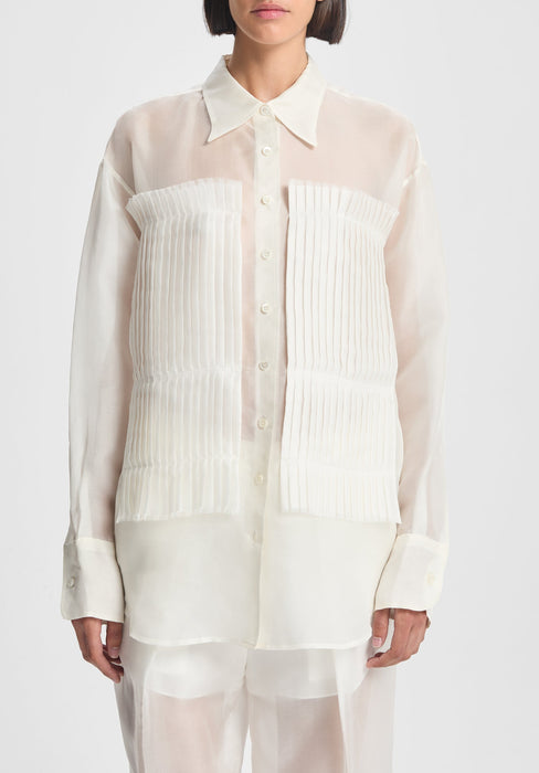 Pleated Silk Patch Shirt