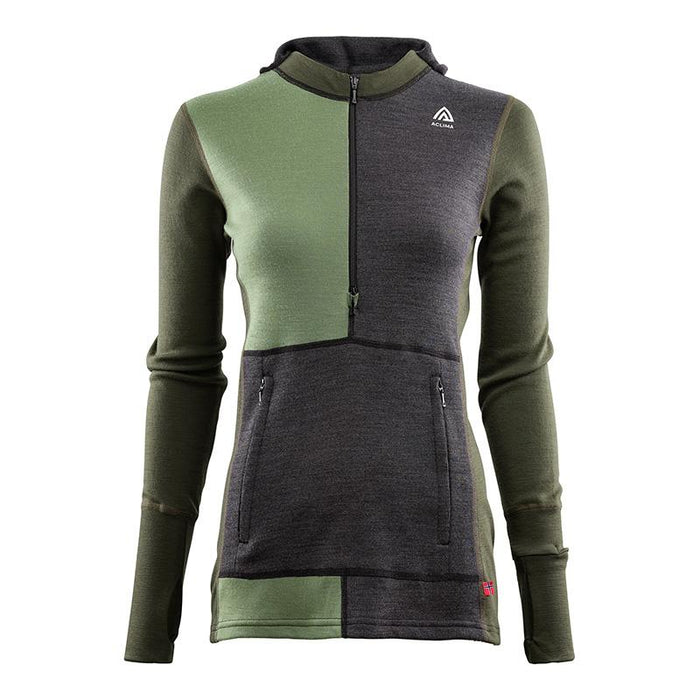 WarmWool Hood Sweater With Zip - Marengo/Olive Night/Dill - Dam