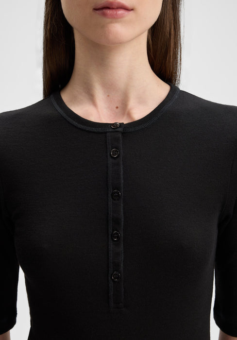 Leo Rib Button Top