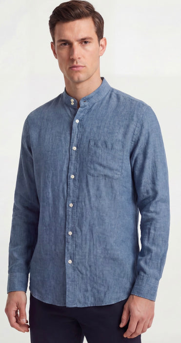Long Sleeve Linen Shirt Without Collar