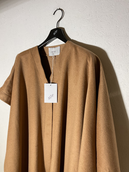Assymetric Wool Long Poncho