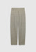 A pair of straight-leg trousers in a textured gray woven fabric, featuring a clean, tailored silhouette and minimalist design, displayed against a plain background.
