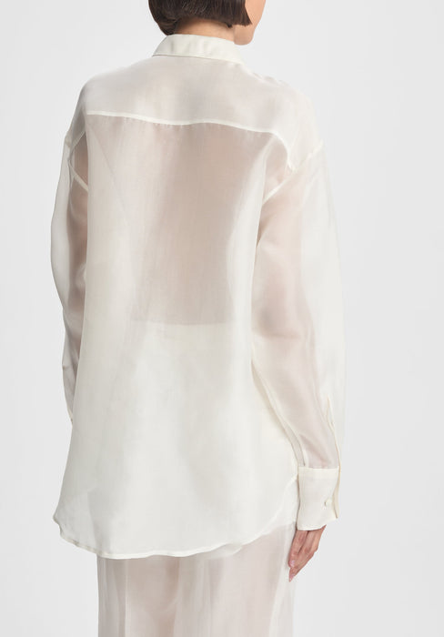 Pleated Silk Patch Shirt