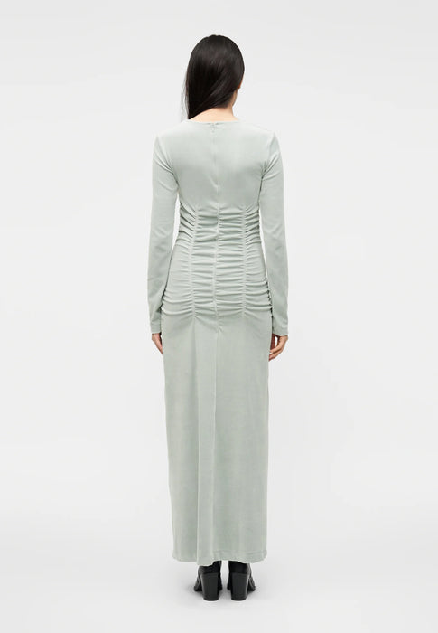 Round-neck Velvet Ruche Dress