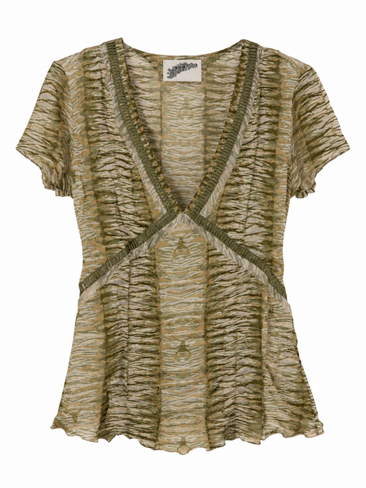 Short Sleeve V-Neck Blouse