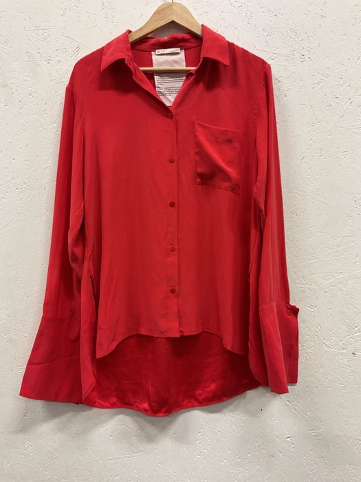 Red Sandwashed Silk Shirt