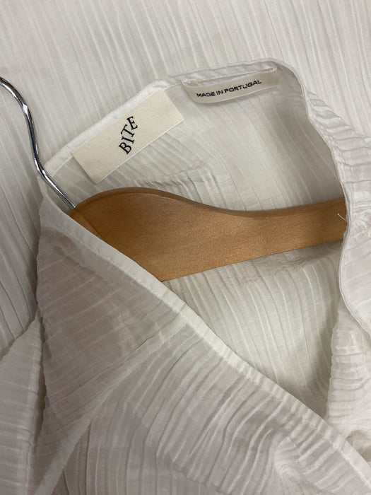 Parchment Textured High Collar Dress