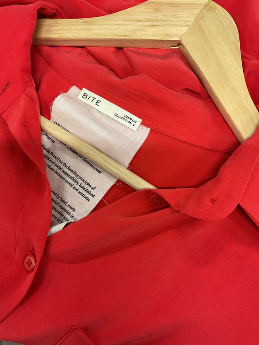 Red Sandwashed Silk Shirt