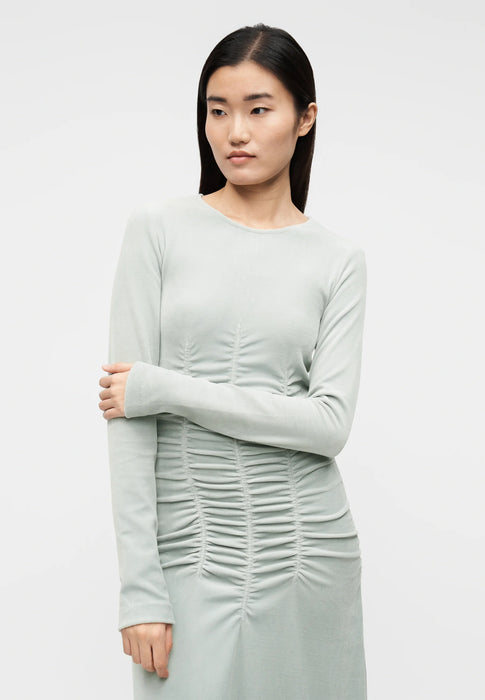 Round-neck Velvet Ruche Dress
