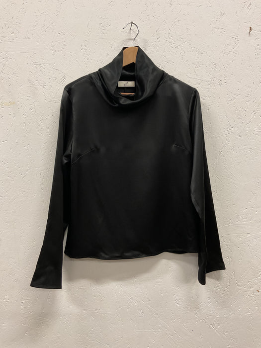 Silk Top with Wide Collar