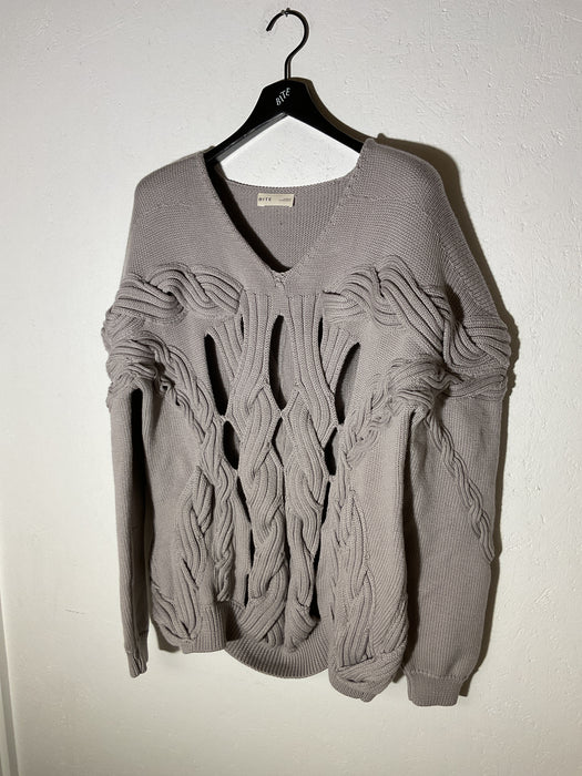 Knitted Cut Out Cable Wool Sweater