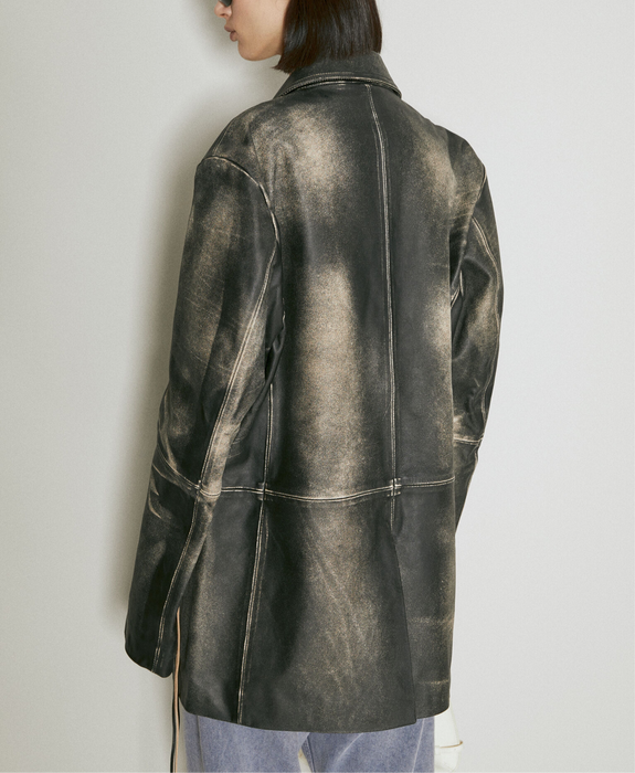 Cameron Brushed Black Leatherjacket