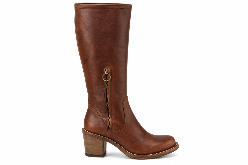 Knee High Brown Leather Boot