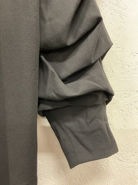 Pleated Sleeve Wool Crepe Shirt-dress