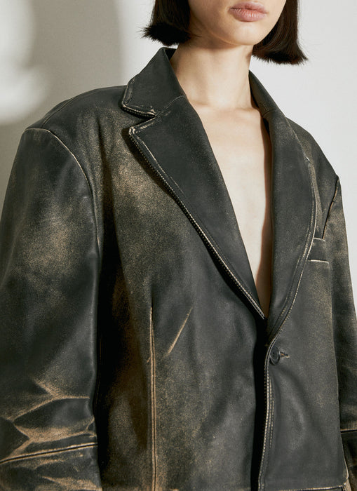 Cameron Brushed Black Leatherjacket