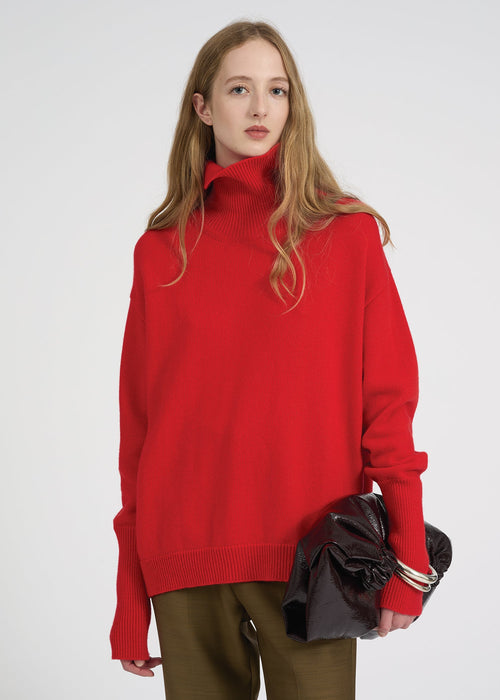 Fine Wool Knit Roll-Neck