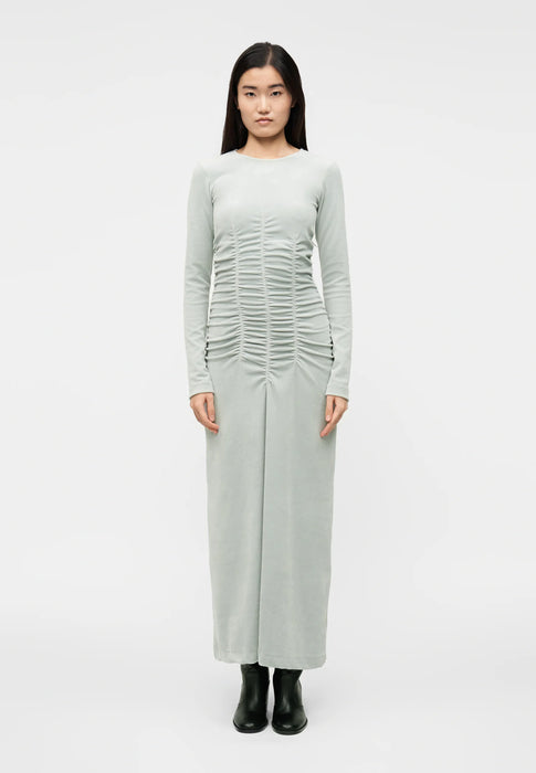 Round-neck Velvet Ruche Dress