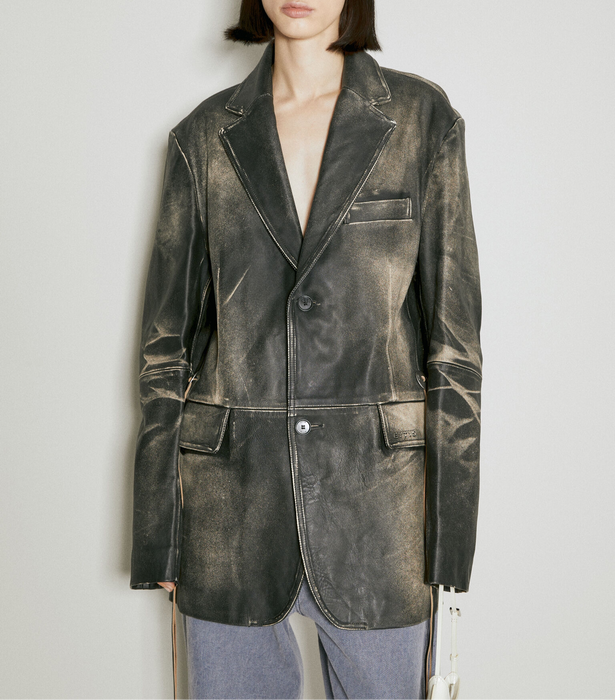 Cameron Brushed Black Leatherjacket