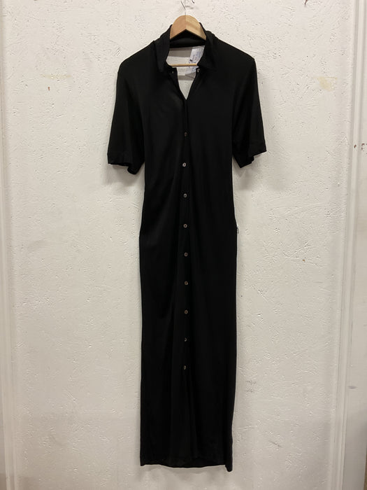 Black Jersey Open Back Shirtdress