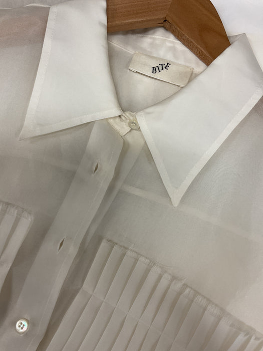 Pleated Silk Patch Shirt