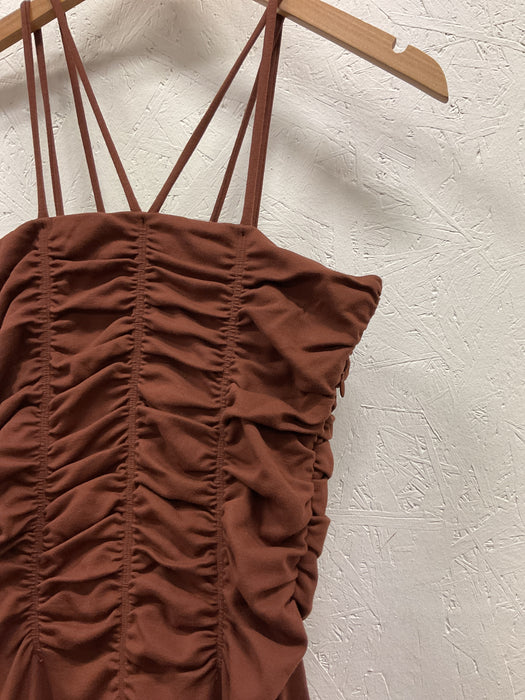 Brown Ruched Dress