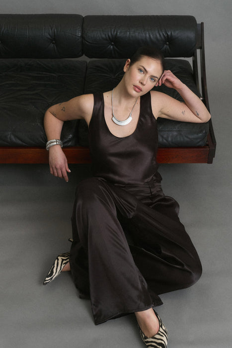 Carla Satin Top Brown