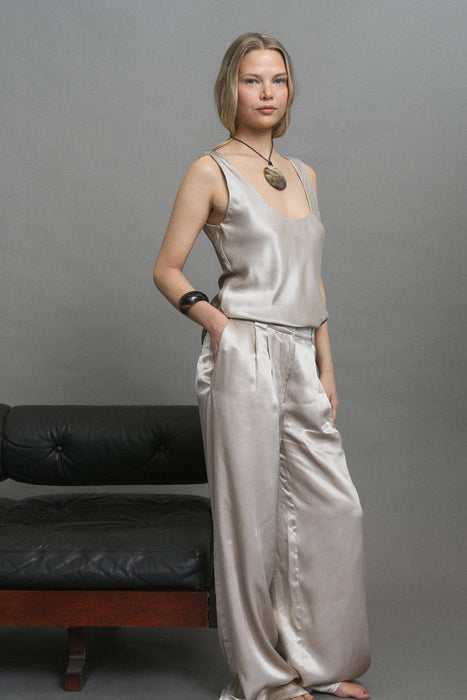 Carla Satin Top Champagne