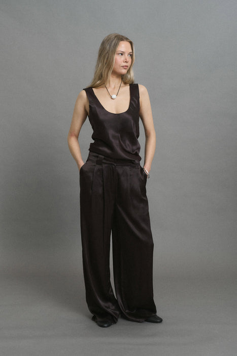 Carla Satin Top Brown