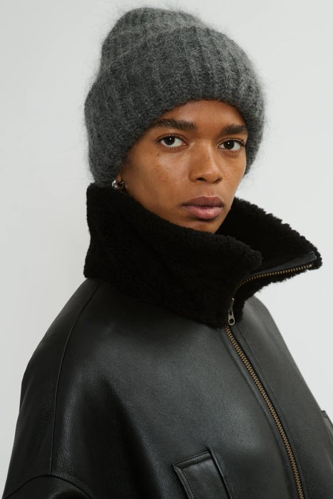 Mohair beanie grey melange