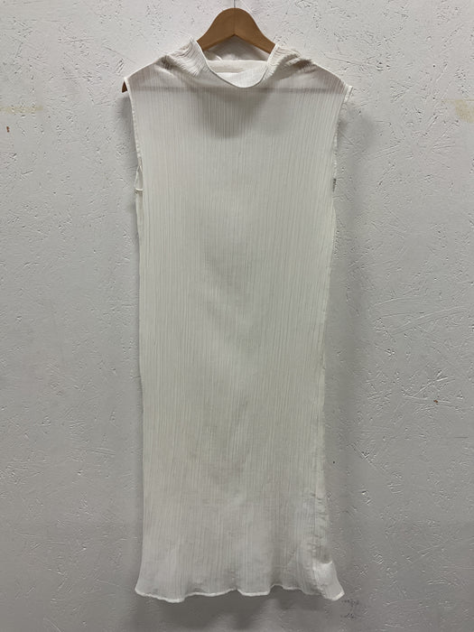 Parchment Textured High Collar Dress