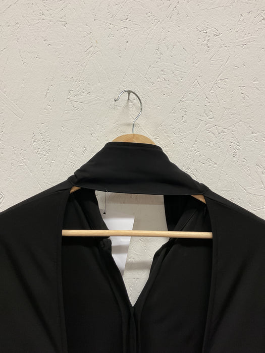 Black Jersey Open Back Shirtdress