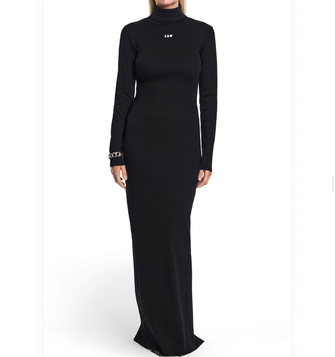 Raw Edge Ribbed Maxi Dress