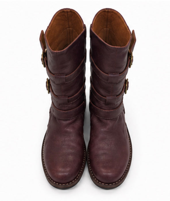 7040 Burgundy Leather Boots