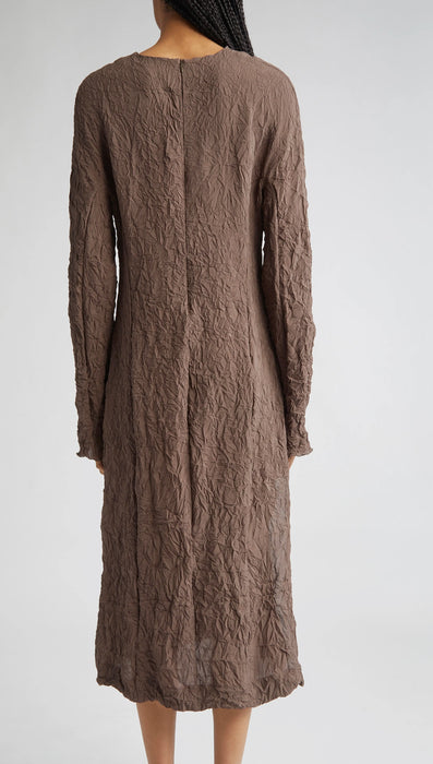 Long crinkle dress brown