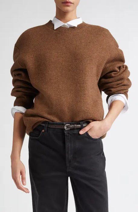 Double-knit merino sweater Rusty Brown