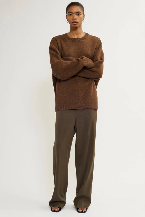 Double-knit merino sweater Rusty Brown