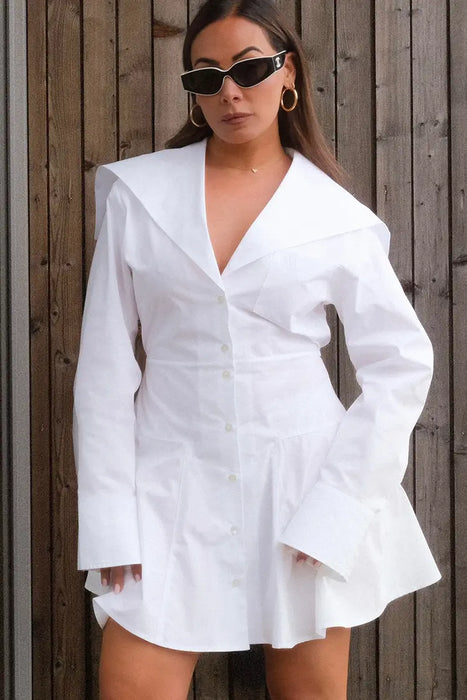 Poplin Shirt Dress White