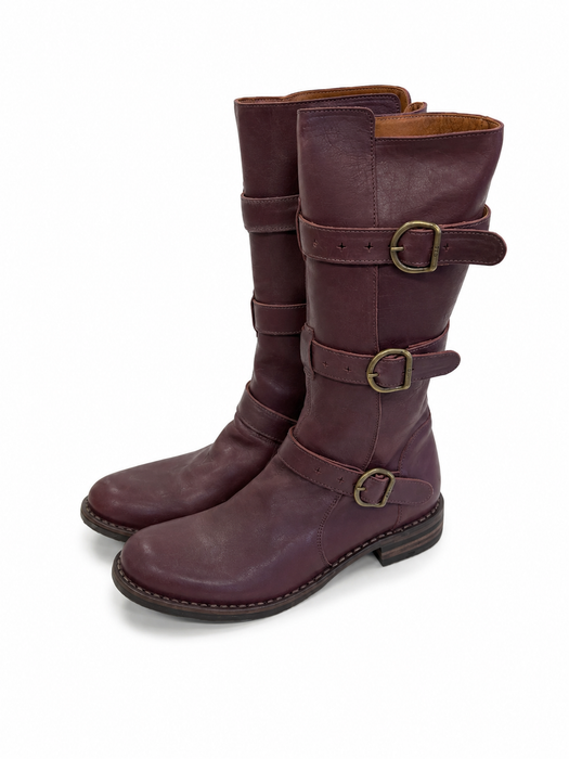 7040 Burgundy Leather Boots