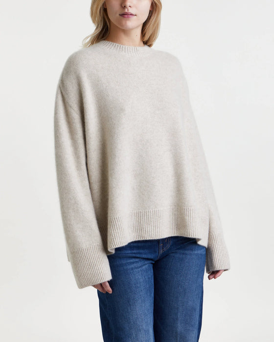 Cashmere crewneck sweater beige melange