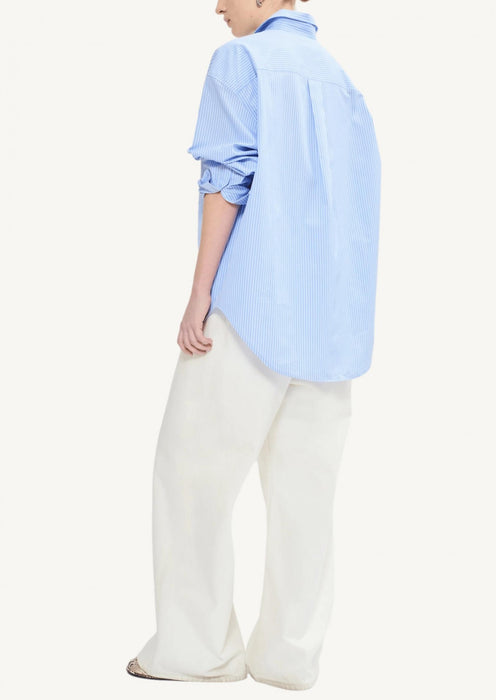 Relaxed-fit pinstripe poplin shirt blue/white