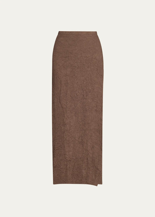 Mid-length crinkle skirt brown