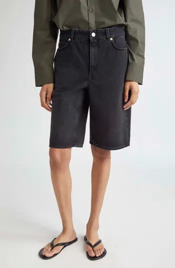 Boyfriend fit denim shorts black rinse